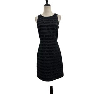 Brook Brothers Black Sequin Strip Dress Sz 2 Elegant Cocktail Event Party Preppy